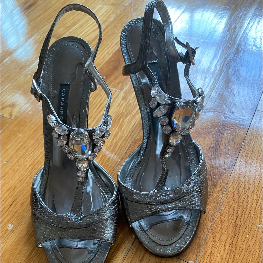Rhinestone open toe strapy back